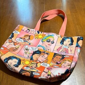 Estee Lauder Pink and Orange Comic Print Tote